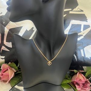 Nina Ricci Vintage Necklace & Heart Pendant in Gold Hardware